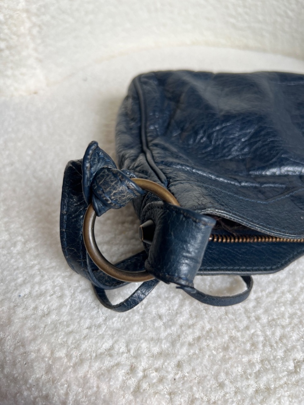 Authentic Balenciaga Navy Blue Hip City Leather Bag - Picture 13 of 16